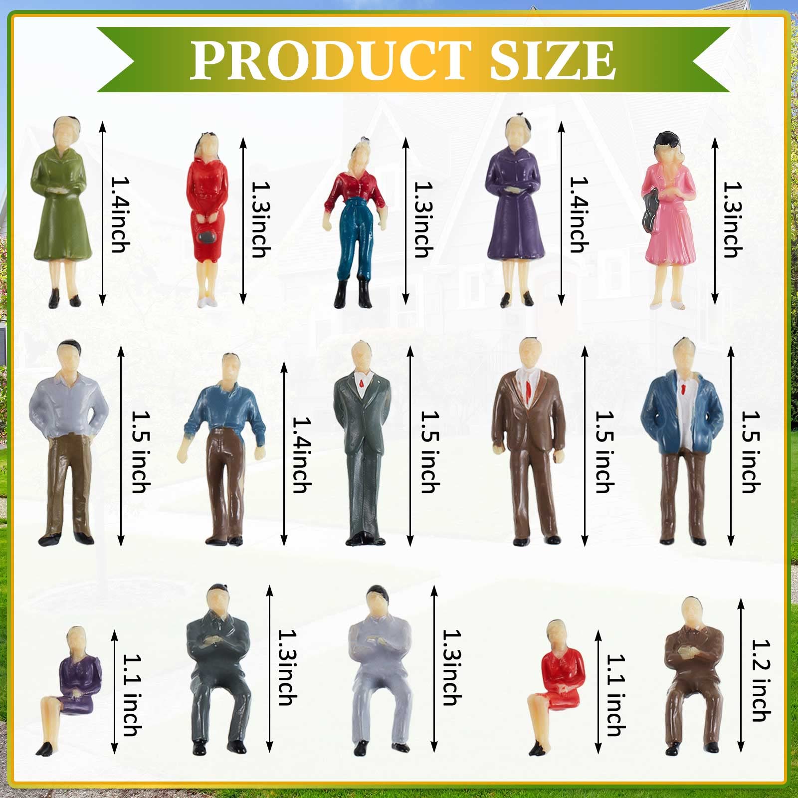 Juexica 30 Pcs Mini People Figurines 1: 50 Scale Model Trains Architectural Painted People Figures Tiny People Plastic Miniature Figurines Sitting Standing People for Miniature Scenes (Vintage Style)