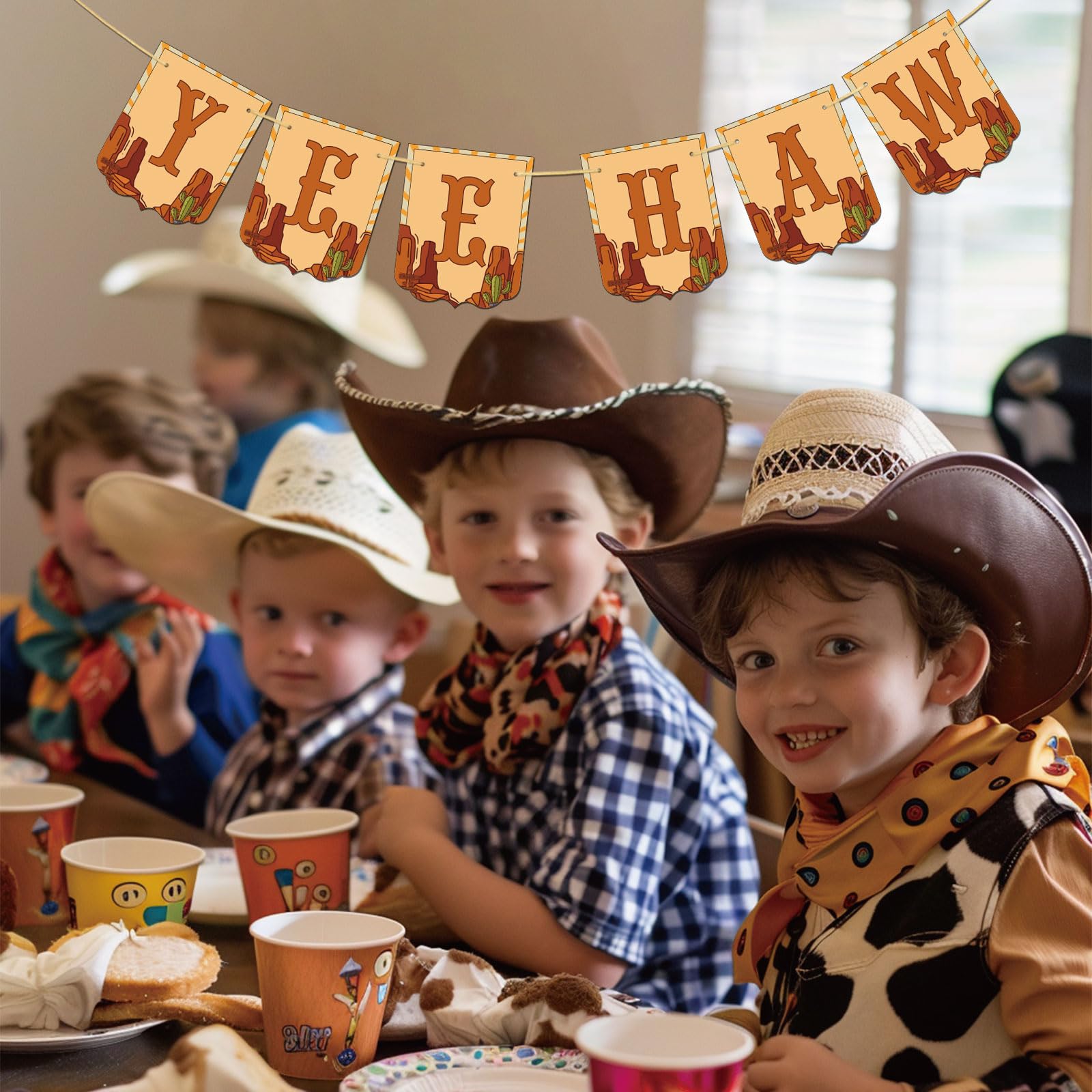 Dalaber Yee Haw Banner, Western Cowboy Party Decoration Banner, Wild West Boys Birthday/Baby Shower/Bridal Shower/Wedding Party Supplies, Brown