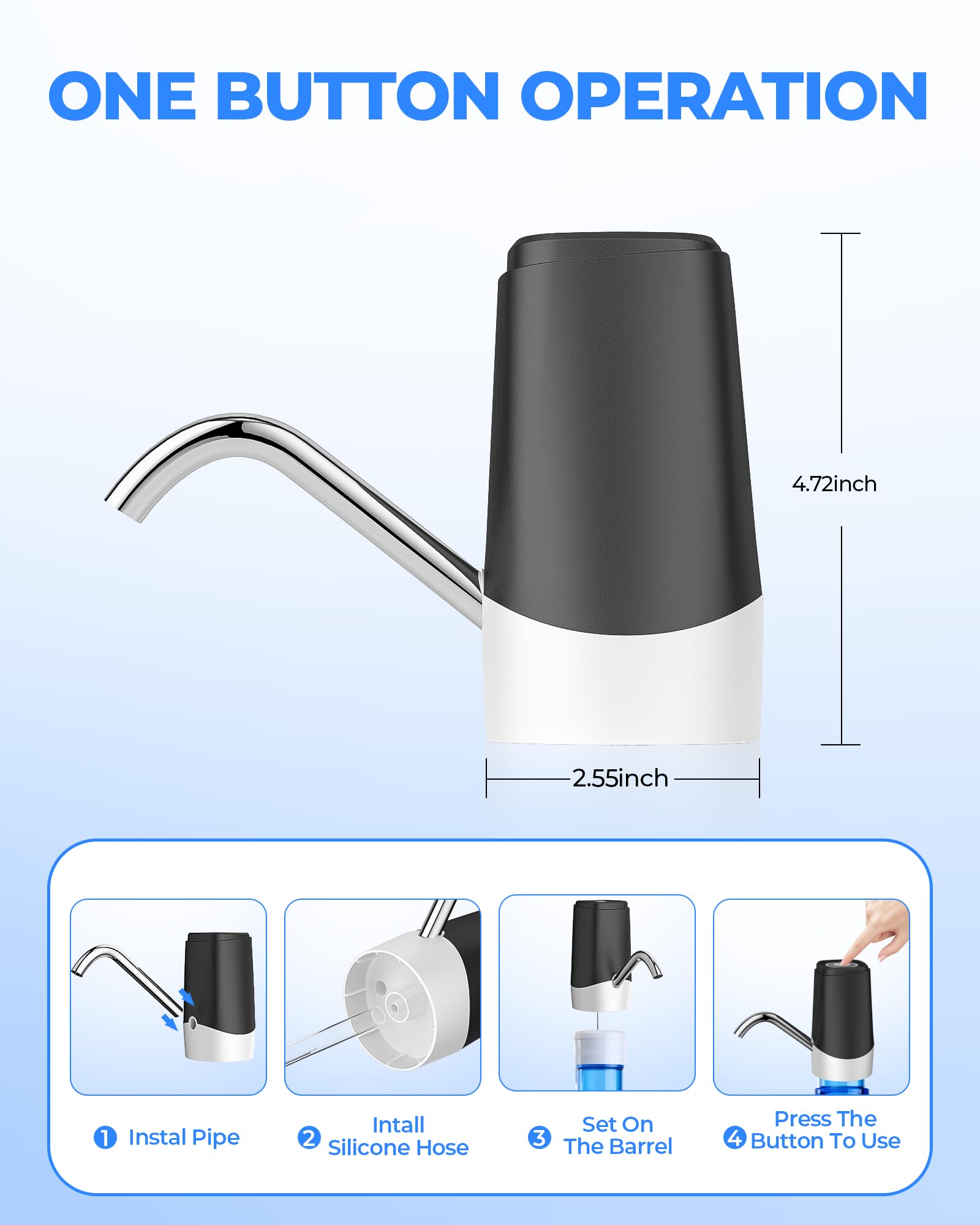 Water Dispenser Pump, USB Charging Automatic Drinking Water Pump for Mini Water Jug Dispenser Portable, Ideal for Home Kitchen Living Room Office Camping