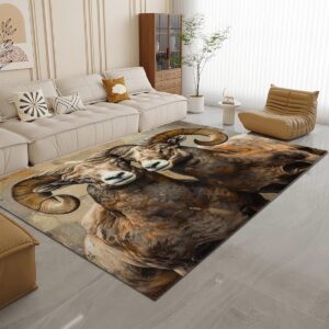 Generic Washable Area Rugs 2x3 Animal Bighorn Ram Non Slip Rug Low Pile Rug Floor Carpet Printed Area Rug Soft Area Rug for Living Room Bedroom Dinning Room Kitchen Indoor