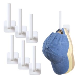 htvront hat hooks for wall 6pcs - strong adhesive hat rack for wall for baseball caps - hat hangers holder organizer storage space saving multi-function for wall/door/closet