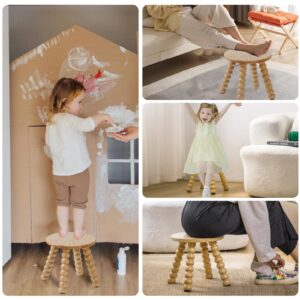 HuiDao Solid Wooden Step Stool for Kids Adults, 10 inch Short Chair Perfect Matched Sensory Table, Sturdy and Versatile Foot Stool for Bathroom, Kitchen, Bedroom, Plant Stand Natural (1, Burlywood)