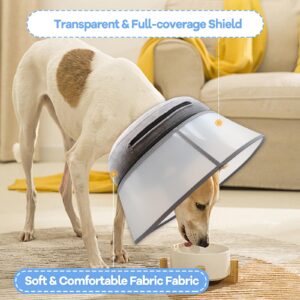 NoarWin Inflatable Dog Cone Collar, Soft Dog Cone for Dogs After Surgery, 2-in-1 Inflatable Dog Cone with Detachable Anti-Licking Shield, Adjustable Dog Cone Collar, Elizabethan Collar (L, Grey)