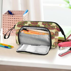 Vnurnrn Hamburgers Custom Pencil Case with Zippers Personalized Pen Pencil Pouch Bag for School Stationery Supplies