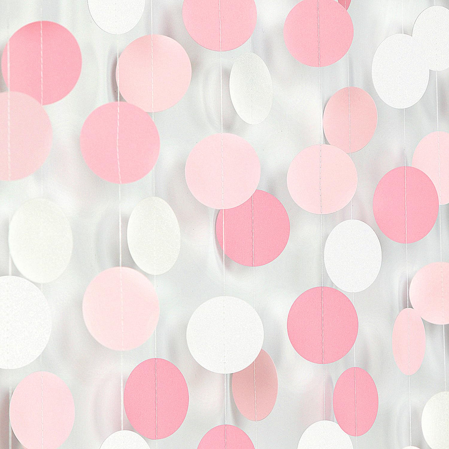 Light-Pink White Girls-Birthday Party-Decoration Garland - 52ft Baby Bridal Shower Blush Streamers Backdrop,Graduation 18th 30th 21st Adults Bachelorette Pool Supplies Banner Decor Lasting Surprise