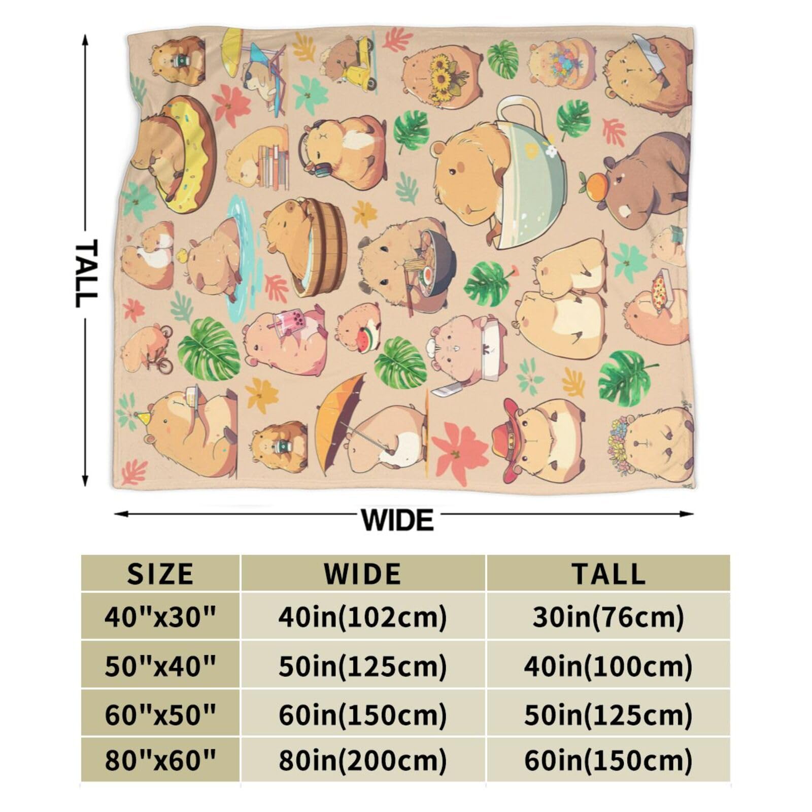 Capybara Gifts Blanket Bed Throw Blanket Soft Lightweight Cozy Warm Blankets for Kids Teens Men Women