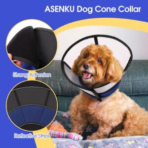 ASENKU Adjustable Dog Cone Collar, Comfortable Cone for Dogs After Surgery, Soft Dog Cone, Protective Pet Recovery Collar for Large Medium Small Dogs, Elizabethan Collar Dog Blue, M