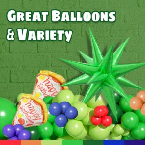 151PCS Green Balloon Arch Garland Kit with Green Red Orange Blue Foil Balloons for Baby Shower Birthday Party Decorations