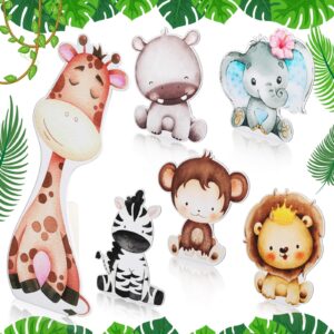 sonwyoung 6 pcs large safari animal centerpieces for baby shower jumbo jungle forest table decoration for kids foam woodland animal sign for safari theme boy girl baby shower birthday party