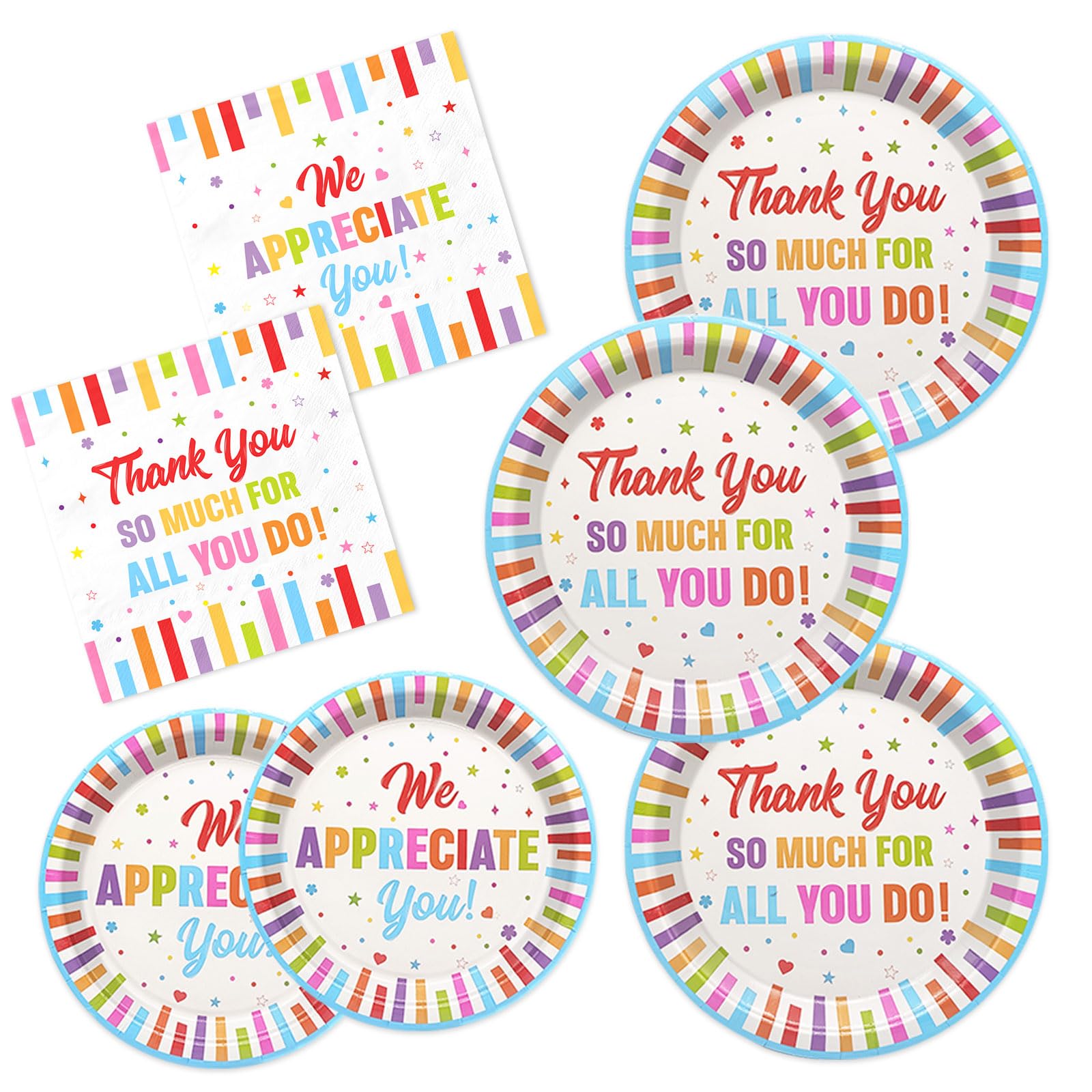 Yavxzvbw 144Pcs Thank You Party Plates Napkins We Appreciate You Decorations Thank You Party Supplies Decoration Thank You Decorations Thank You for All You Do Thank You Appreciation Decorations