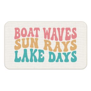 udinaz 70s retro lake door mat - lake welcome mats outdoor entrance, lake house decor for the home, lake door mats outdoor entrance, boat waves lake days indoor outdoor door mat, 17x30 inches