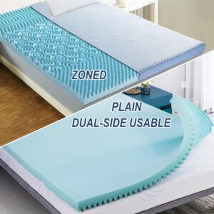 BreezeRest Mattress Topper Twin Size 3 Inch Zoned Gel Memory Foam with Bonus Breathable Cover,Air Flow Design US and Euro Certified