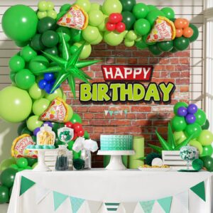 151PCS Green Balloon Arch Garland Kit with Green Red Orange Blue Foil Balloons for Baby Shower Birthday Party Decorations