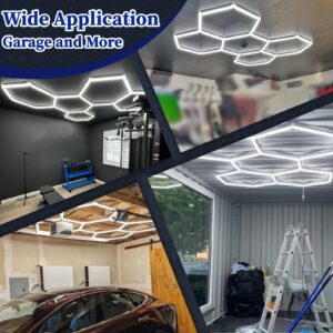 Hexagon Led Lights, Hexagon Garage Lights, 5 Grids High Brightness 192W 23040 Lumens Honeycomb Lights Ceiling for Auto Beauty Detailing Shop,Exhibition Hall, Gym