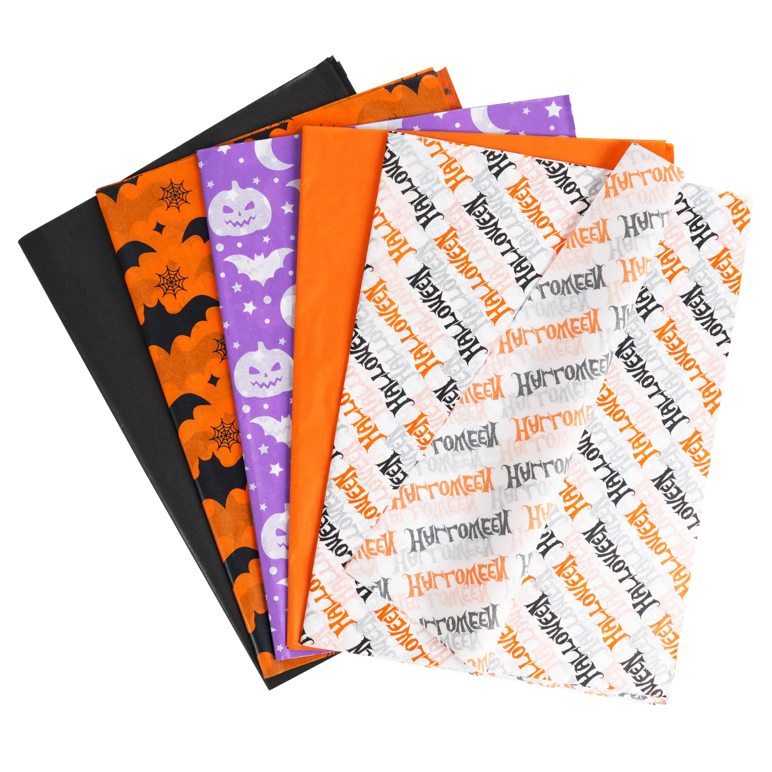 Bobobag 100 Sheets Halloween Tissue Paper for Gift Bags,14"X20" Orange Tissue paper Party Art Decoration various designs