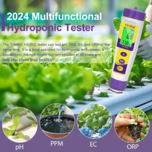 pH TDS Meter for Drinking Water, YINMIK Hydrogen Water ppb Tester, 6 in 1 pH PPM H2 EC ORP Temp Water Quality Meter, Digital pH PPM ORP EC Monitor for Hydroponic, pH Test Kit for Kombucha & Canning