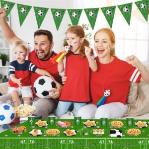 Soccer Party Decorations 98Pcs Soccer Birthday Party Decorations Suppiles Set Include Dinner Plates, Dessert Plates, Napkins, Cups, Banner and Tablecloth Soccer Theme Party Favors Kit