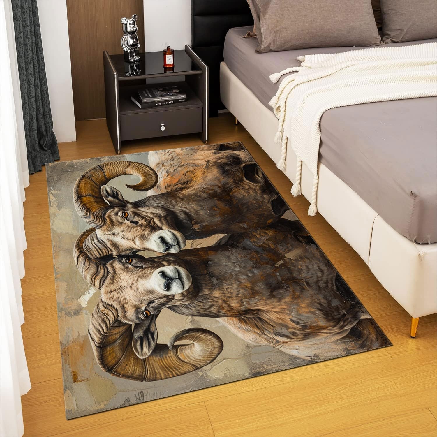 Generic Washable Area Rugs 2x3 Animal Bighorn Ram Non Slip Rug Low Pile Rug Floor Carpet Printed Area Rug Soft Area Rug for Living Room Bedroom Dinning Room Kitchen Indoor