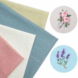 4pcs nature linen needlework fabric, kurilai solid colour embroidery fabric, square linen cloth crafts accessories for making garment craft, cross stitch, needle embroidery, diy decoration (19x19inch)