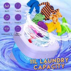 Portable Washing Machine with Upgraded 11L Capacity and Foldable Design, 3 Modes Mini Washing Machine for Deep Cleaning Underwear, Baby Clothes. Ideal for Use in RVs, Apartments, Dorms, and Hotels