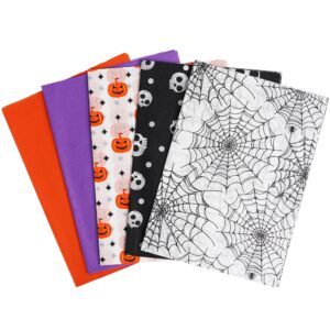 100 sheets halloween tissue paper for gift bags,14"x20" orange tissue paper purple pumpkin spider various designs for halloween paper art deco.