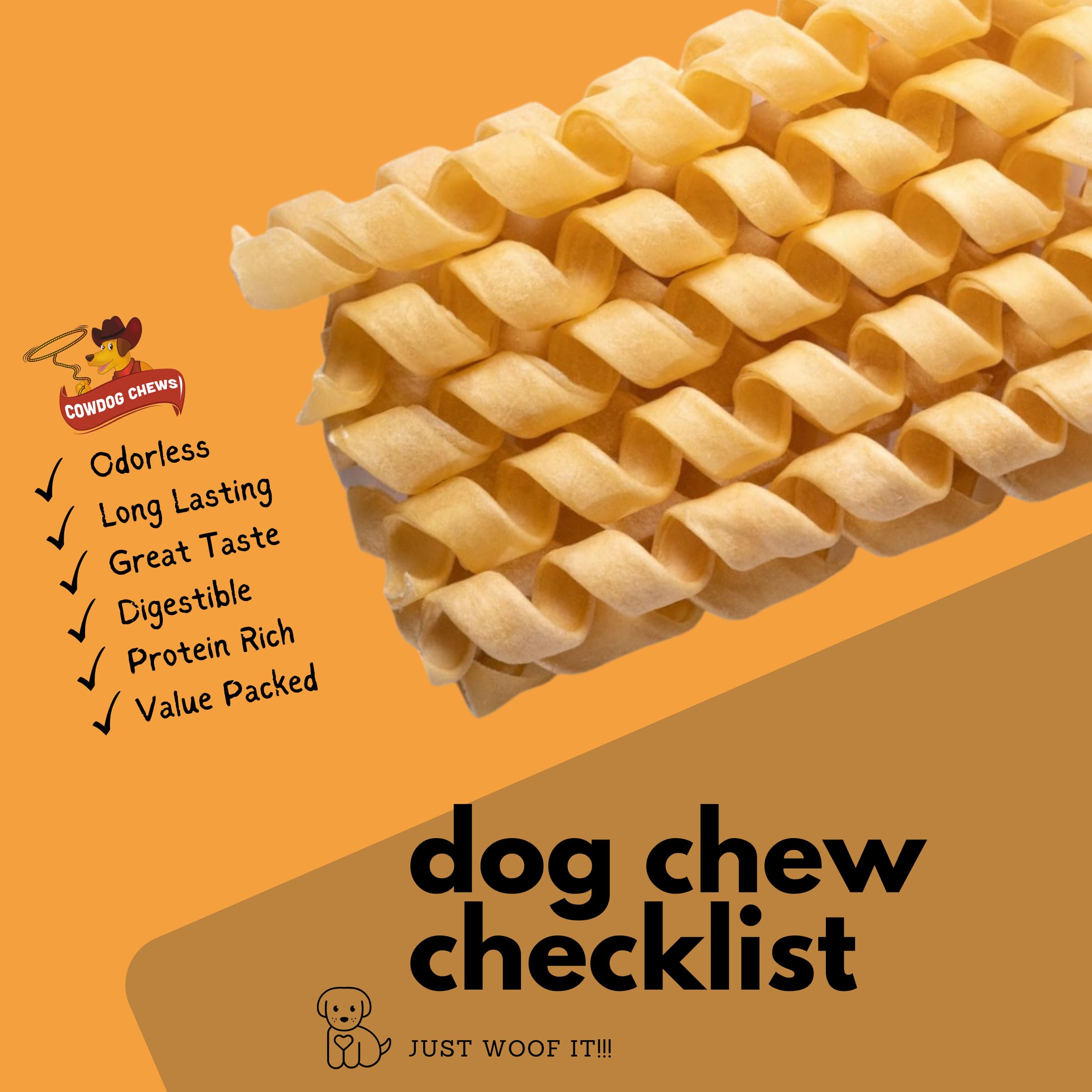 Cowdog Chews Natural Large Collagen Springs Dog Treats 5-7" (5 Pack)- Long-Lasting Alternative to Rawhide & Bully Sticks,Great for Teething and Aggressive chewers.