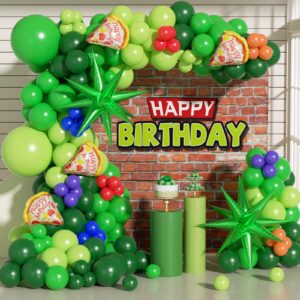 151pcs green balloon arch garland kit with green red orange blue foil balloons for baby shower birthday party decorations