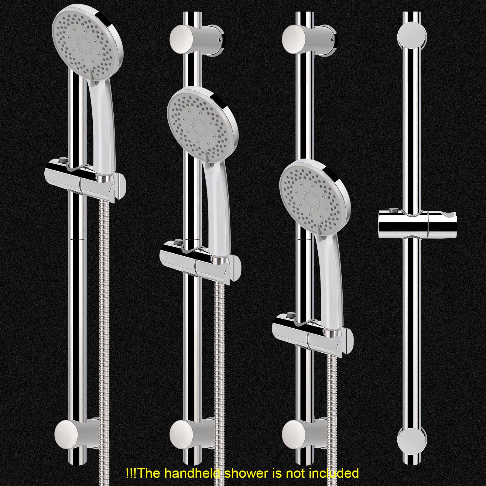 NearMoon Shower Slide Bar with Height/Angle Adjustable Handheld Shower head Holder, Bathroom SUS 304 Stainless Steel Shower Head Holder for Bath (Screw Mounted, Chrome Finish)