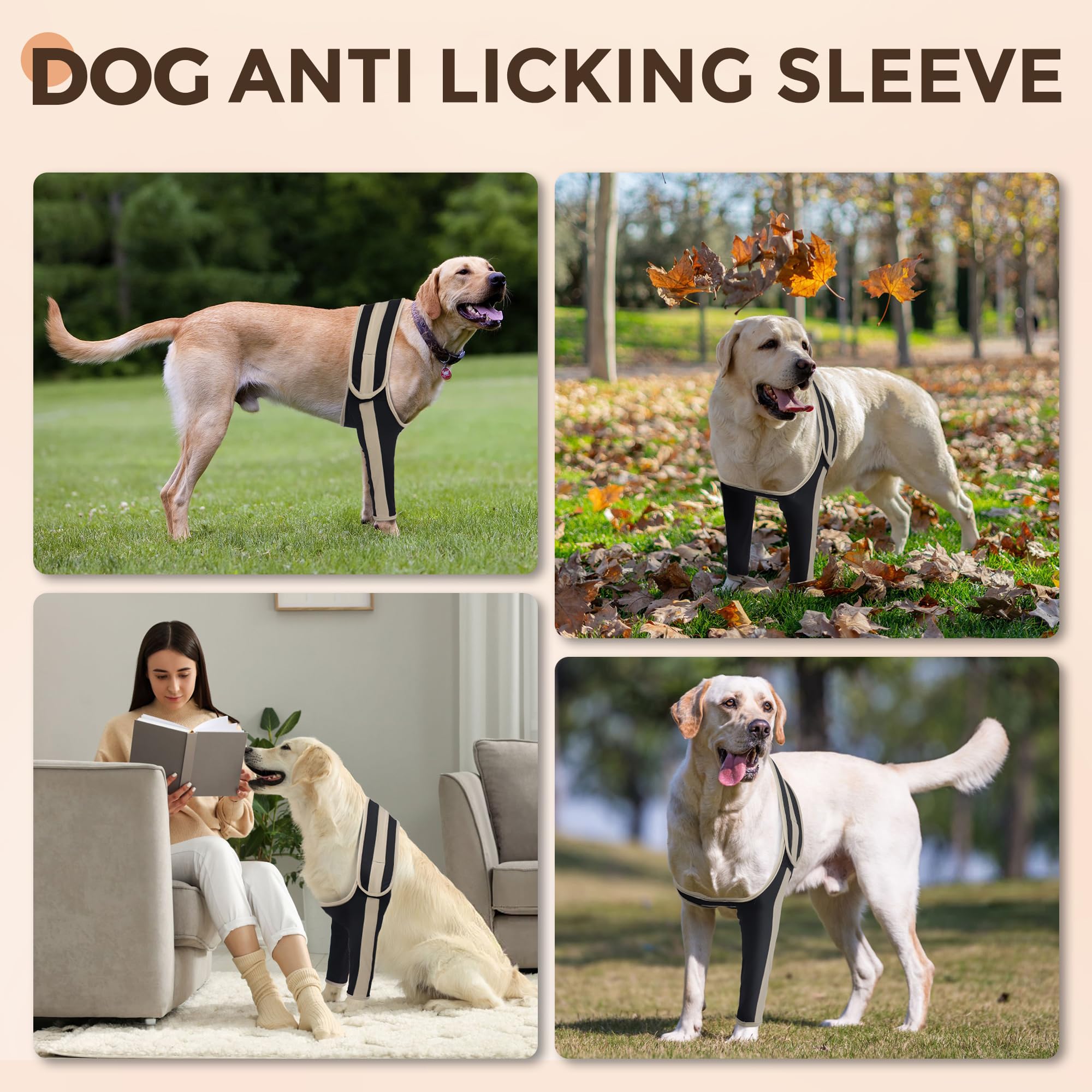 LISPOO Dog Recovery Sleeve Front Leg Prevent Dog from Licking Wound, Dog Leg Sleeve is Made of Yoga Fabric, Dog Dleeve to Prevent Licking is Breathable, Suitable for Summer, Cone Collar Alternative L