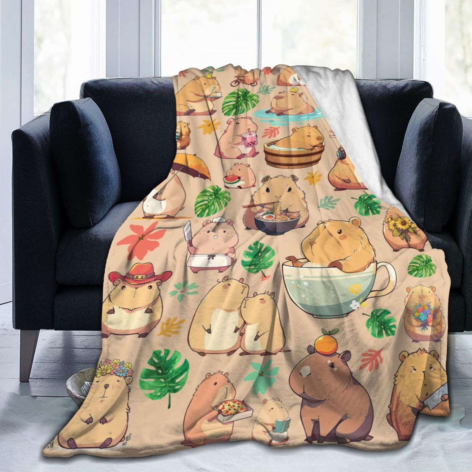 Capybara Gifts Blanket Bed Throw Blanket Soft Lightweight Cozy Warm Blankets for Kids Teens Men Women