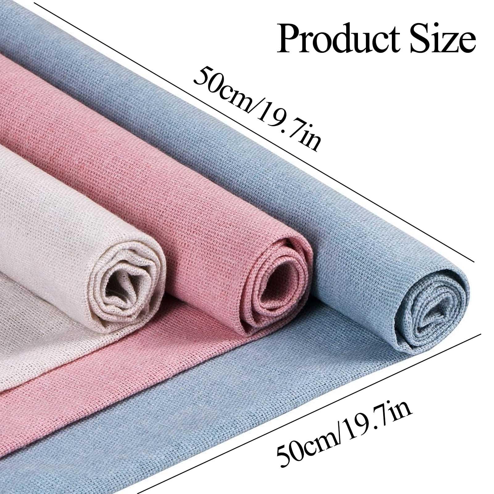 4pcs Nature Linen Needlework Fabric, Kurilai Solid Colour Embroidery Fabric, Square Linen Cloth Crafts Accessories for Making Garment Craft, Cross Stitch, Needle Embroidery, DIY Decoration (19x19inch)