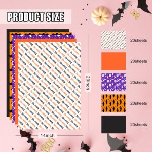 Bobobag 100 Sheets Halloween Tissue Paper for Gift Bags,14"X20" Orange Tissue paper Party Art Decoration various designs