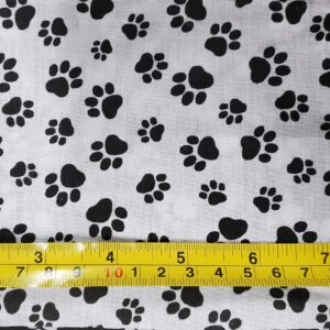 Ad Fabric, Dog Paws, Print Poly Cotton Fabric by The Yard, 60” Wide (Black)