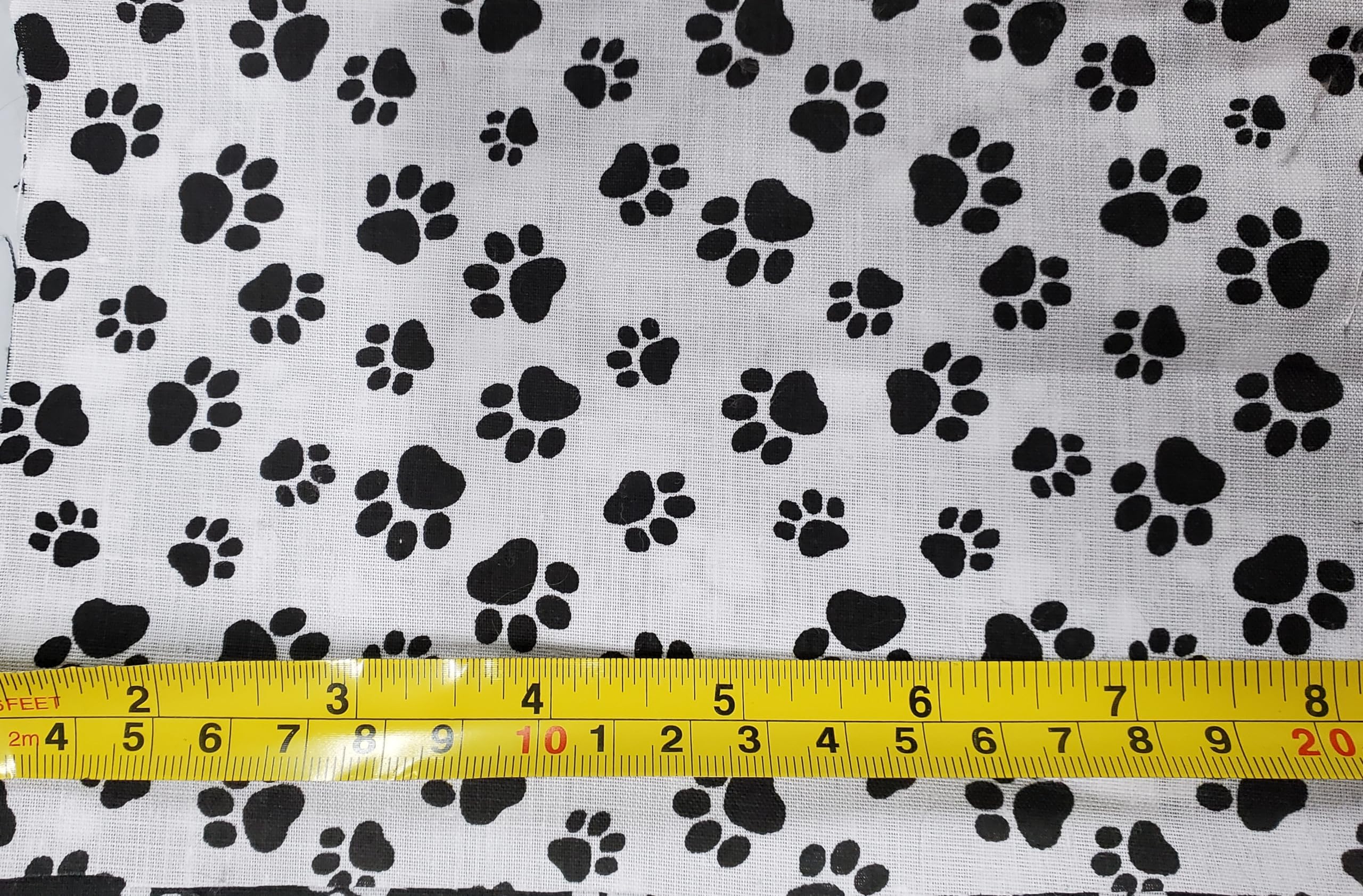 Ad Fabric, Dog Paws, Print Poly Cotton Fabric by The Yard, 60” Wide (Black)