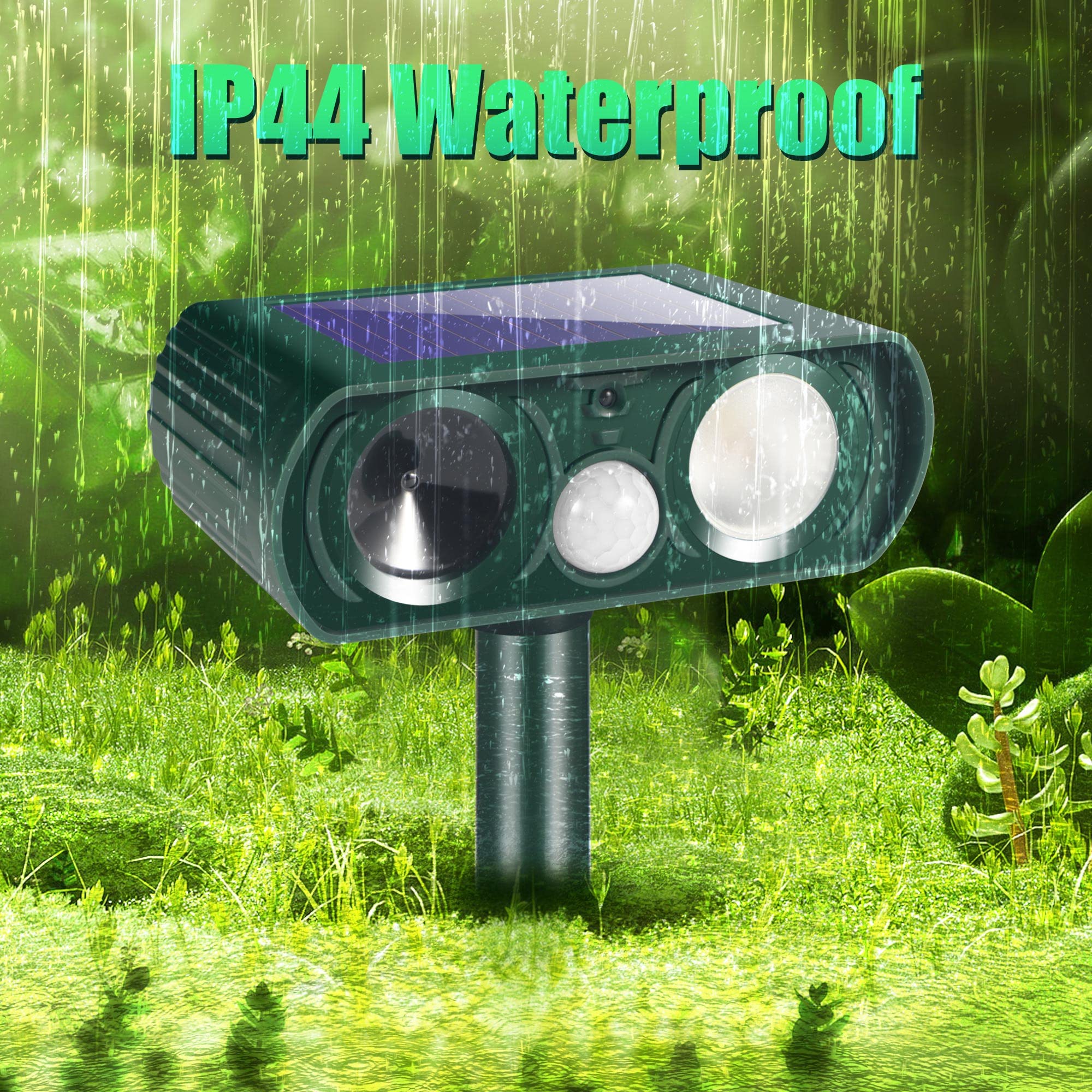 2024 Ultrasonic Animal Repeller Outdoor,Solar Animal Repeller,Ultrasonic Deer Repeller,Cat Deterrent Outdoor,Animal Repellent,Motion Detection,LED Flashing Light,Dog Squirrel Raccoon Skunk Rabbit