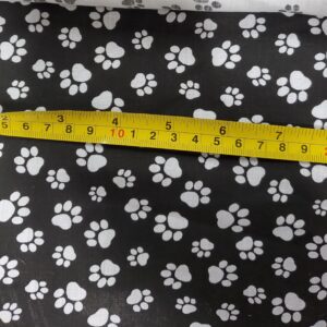 Ad Fabric, Dog Paws, Print Poly Cotton Fabric by The Yard, 60” Wide (Black)