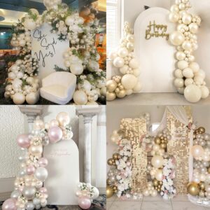 Pearl White Balloons, Double Stuffed White Balloons Different Sizes 5/10/12/18 Inch Pearl Balloon Arch Garland Kit for Wedding Engagement Bridal Baby Shower Birthday Party Decorations…