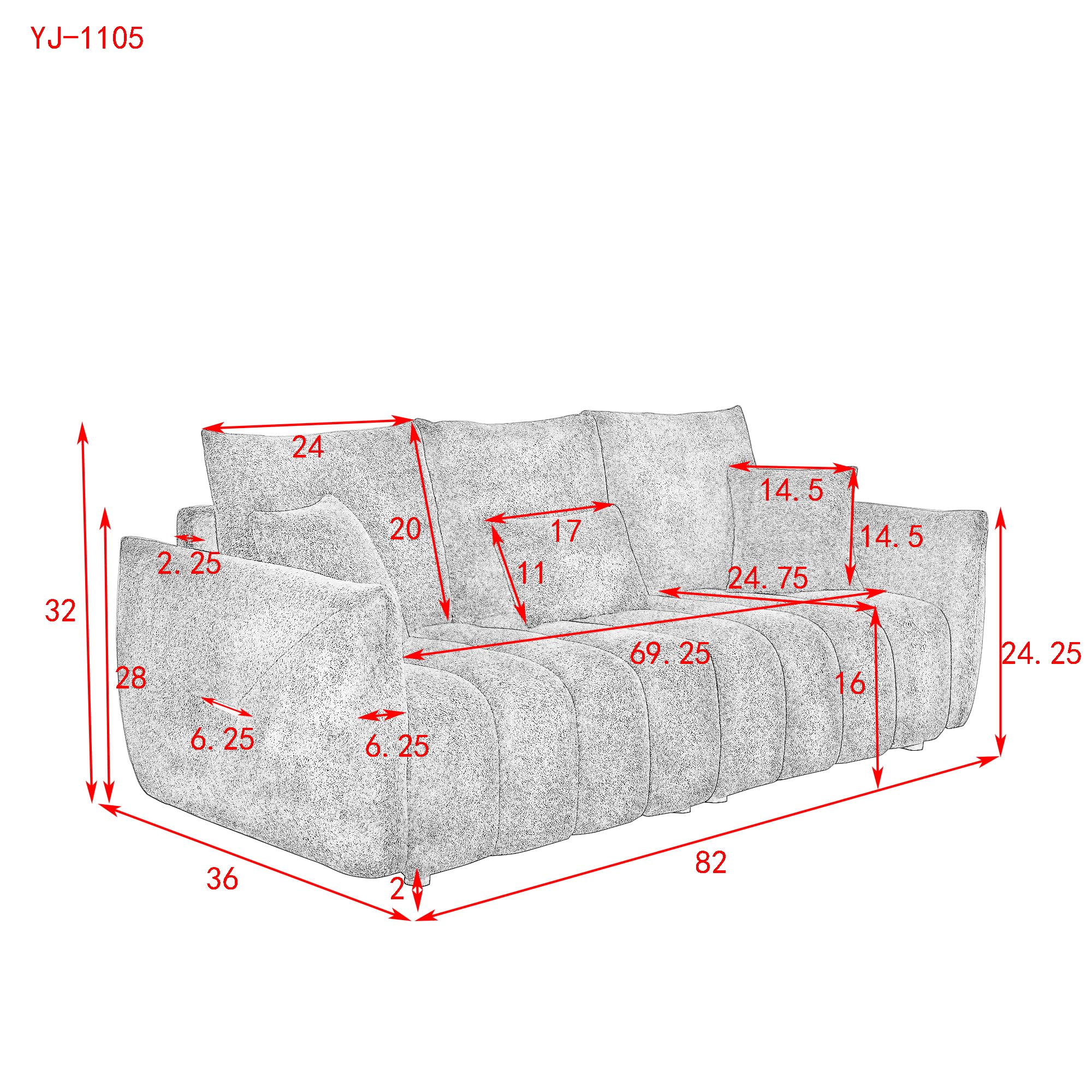 82" Modern Cloud Sofa Couch, Comfy Upholstered Boucle Couch with 24.7'' Deep Seat, 3 Seater Sofa Oversized Loveseat with 3 Back Pillows for Living Room, Bedroom, Apartment, Office, Green