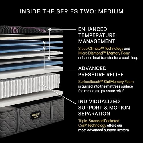 Beautyrest Black Series Two 15.5" Medium King Mattress - Breathable, Cooling, and Supportive - CertiPUR-US Certified, 100-Night Sleep Trial, and 10-Year Limited Warranty