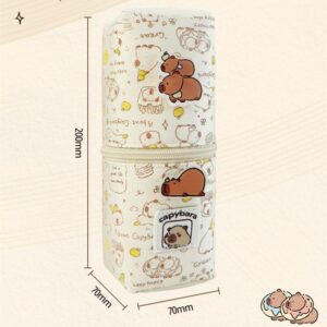 NAPIMICO Split Zip Pen holder Kawaii Stand Up Pencil Case Cute Aesthetic Pencil Pouch Cute Capybara Pins Decors Office Stationary (White)