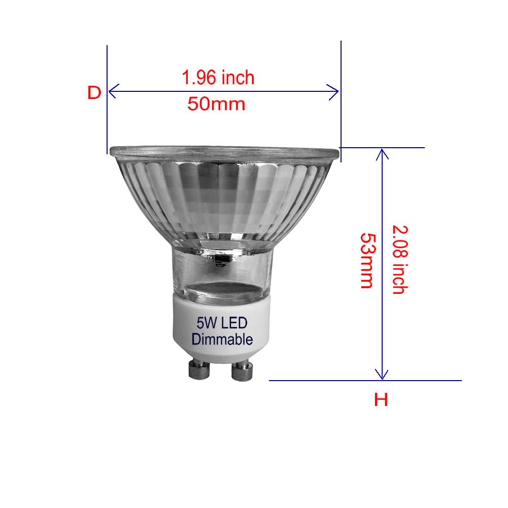 5W GU10 LED Range Hood Light Bulbs,Dimmable,Warm White,Kitchen&Cooking Stove Light,Recessed Track Light,50W Equivalent,Glass Reflector,Waterproof