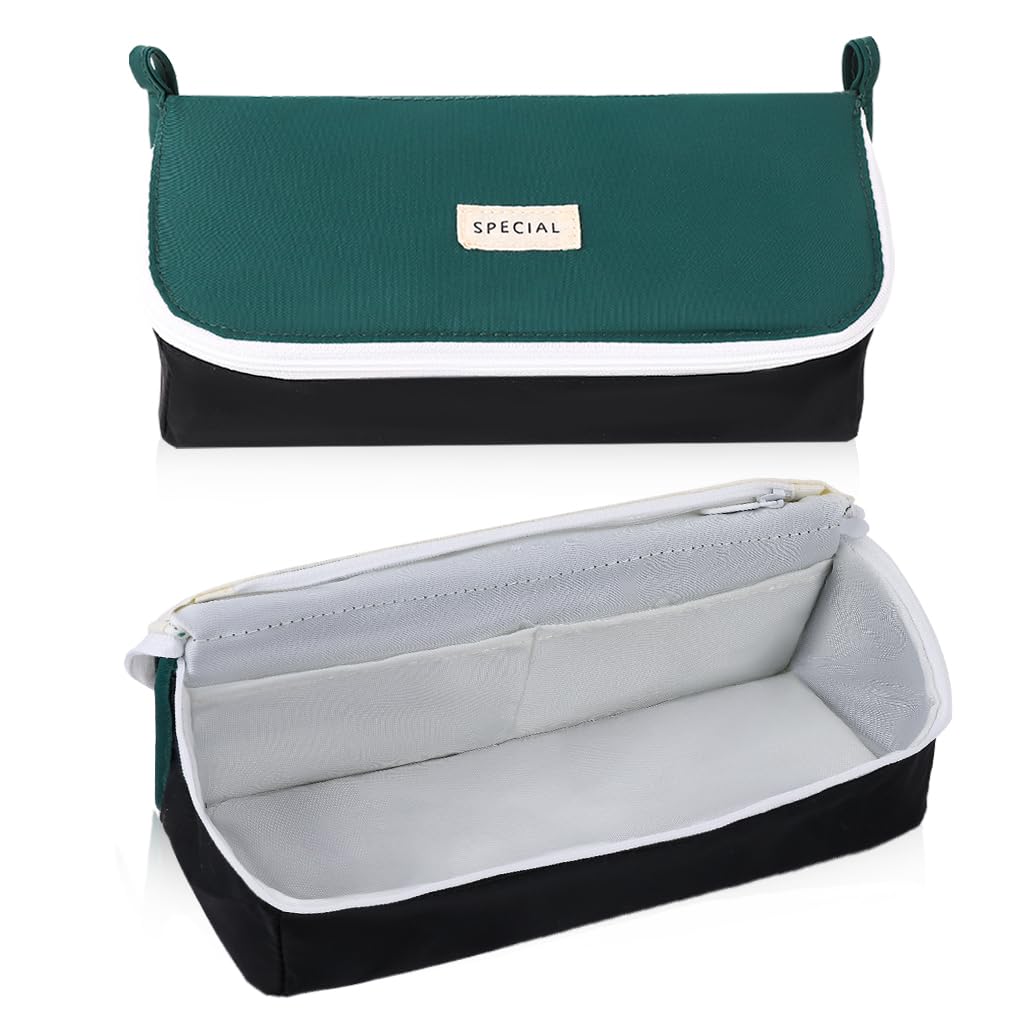 Oyachic Large Capacity Pencil Case,Wide Open Pencil Pouch,Asthetic Pencil Bag for Office,Marker,Stationery,Green ﻿