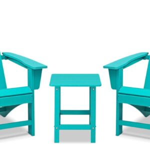 Adirondack Chair Set of 2 with Side Table Weather Resistant Fire Pit Chairs HDPE Outdoor Adirondack Chair for Patio Front Porch Pool Garden Deck Fire Pit Outside, Teal