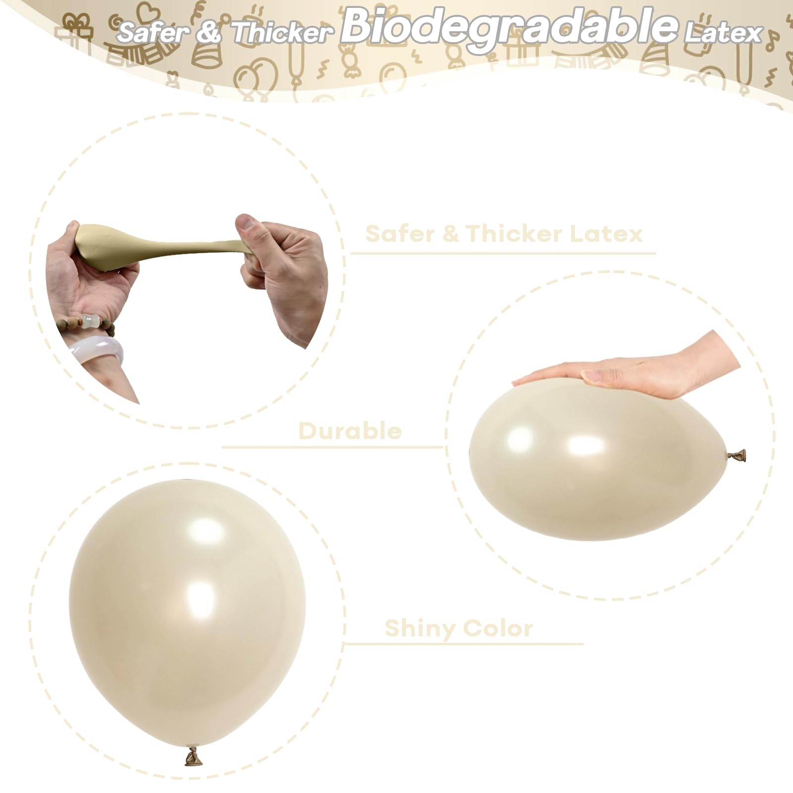 Pearl White Sand Balloons 5 Inch, 100 PCS Small Beige Cream Off White Pearl Balloons, Boho Neutral Nude Tan Helium Mini Balloon for Arch Birthday Wedding Bridal Shower Anniversary Party Decoration