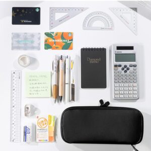 Oyachic Compact Pencil Case,Slim Pencil Pouch,Portable Stationery Pen Bag,Black