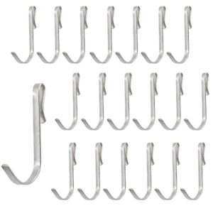 auxbc 20pcs j shaped hook stainless steel hanger hooks clip-on hook wire rack hook hanging sink grid hook shelf hooks for kitchen bedroom office, silver