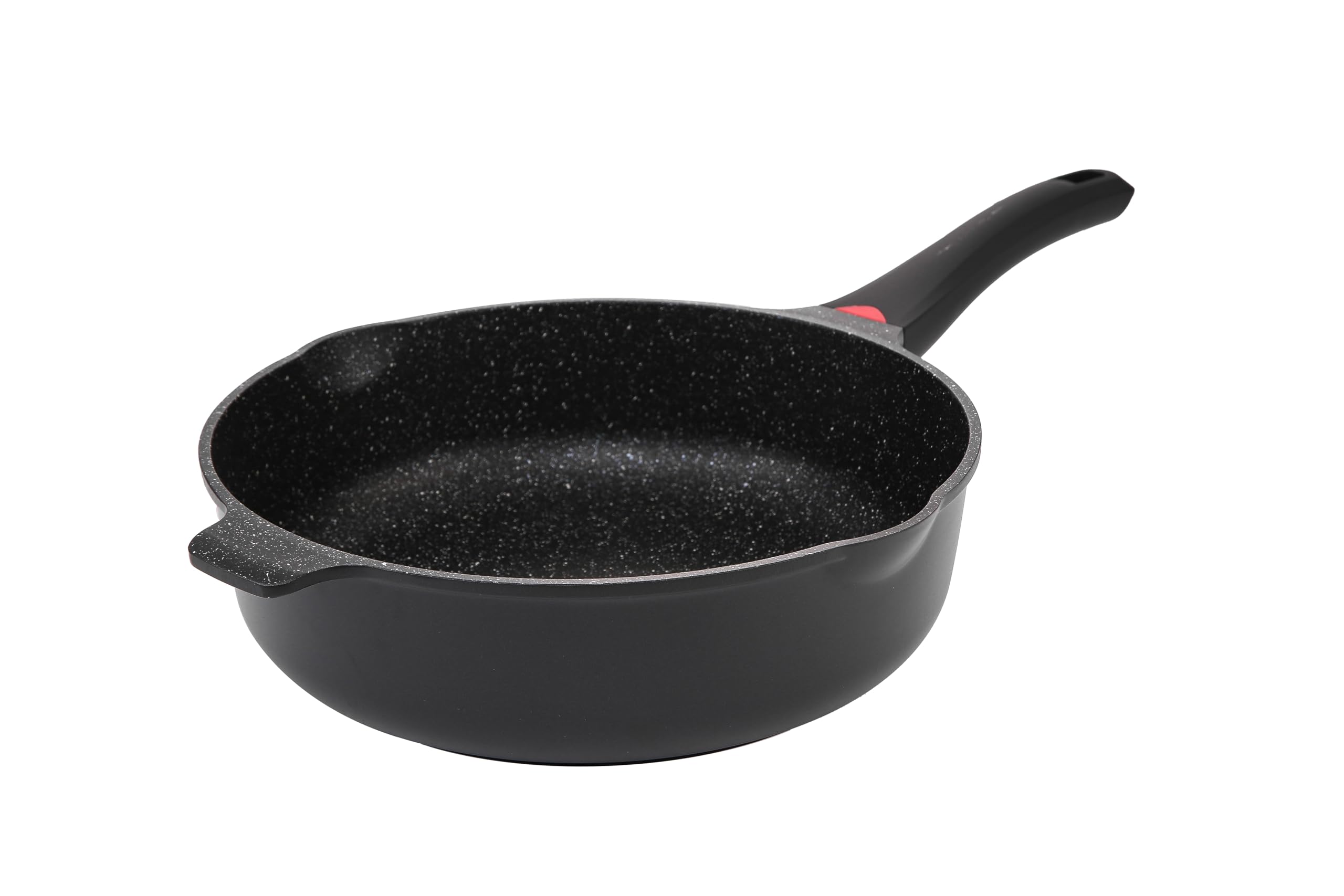 11 Inch Non Stick Deep Frying Pan Granite Coated with Pour Spout - Lightweight 4.27 Quart Skillets and Frying Pans with Comfort Stay Cool Grip Handle - Induction Compatible PFOA Free Frying Pan