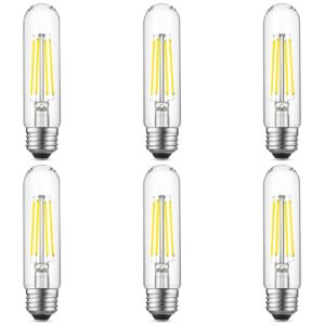 gozelux e26 led bulb 6w equal 60 watt light bulbs daylight 5000k e26 edison bulb ac120v 750lm dimmable 5 inch long tubular t10 led bulb for rustic pendant, chandeliers, wall sconces, pack of 6