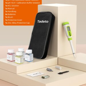 Tadeto Multifunctional Digital pH Meter for Food, High Precision Garden Soil pH Test Kit with LCD ℃/℉ Display for Plant/Solution, Water and Food pH Tester for Meat, Bread, Cheese,Water, Pool