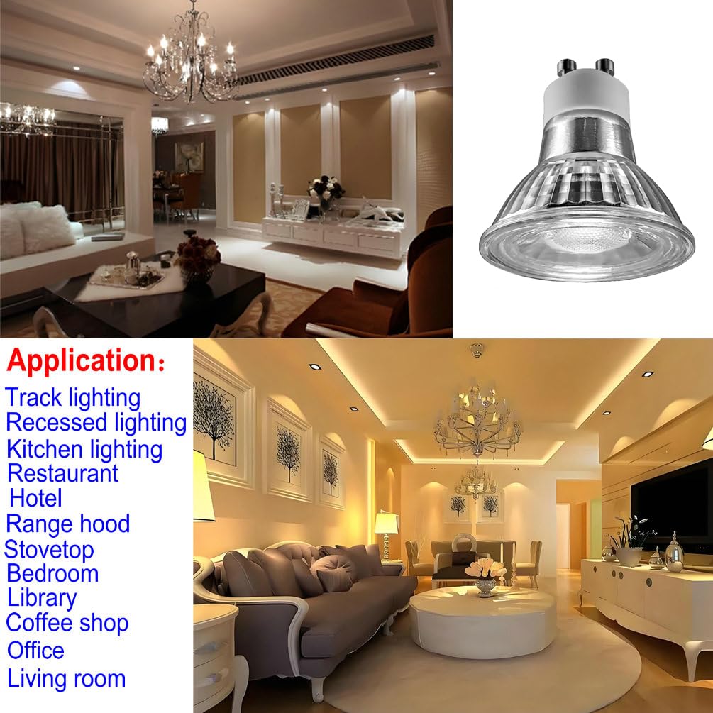 5W GU10 LED Range Hood Light Bulbs,Dimmable,Warm White,Kitchen&Cooking Stove Light,Recessed Track Light,50W Equivalent,Glass Reflector,Waterproof